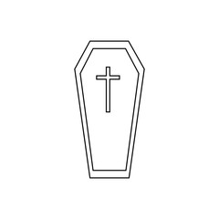 Poster - Halloween coffin icon. Outline illustration of coffin vector icon for web design