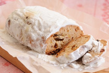 Wall Mural - Slice of traditional stollen christmas cake