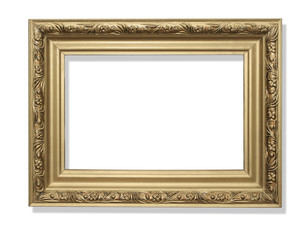 Wall Mural - Gold frame. Isolated on white