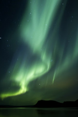 aurora borealis beautiful northern light in the clear night sky, iceland