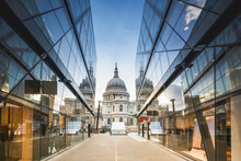 St Pauls Cathedral Reflected In Glass Walls Of One New Change In London