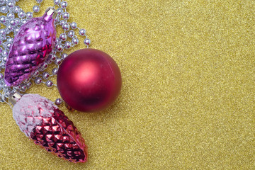 Two christmas toy bump and christmas red ball on white