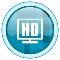 Poster - Blue circle vector  hd icon. Round internet glossy high definition button. Web design graphic element. 