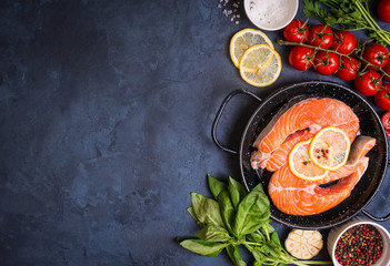 Wall Mural - Fresh salmon steak background