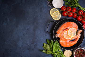 Wall Mural - Fresh salmon steak background