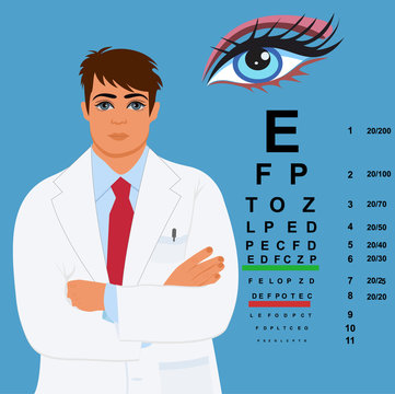 eye doctor, ophthalmologist, vector illustration 