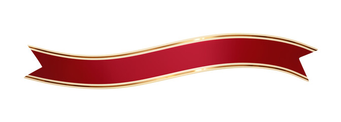 Wall Mural - Curled red ribbon banner with gold border - wavy