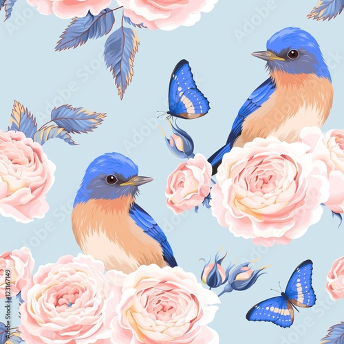 Cotton fabric Seamless vintage roses
