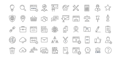 Wall Mural - set vector flat line icons seo