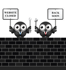 Wall Mural - Comical website maintenance closed back soon message  