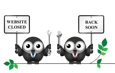 Wall Mural - Comical website maintenance closed back soon message  