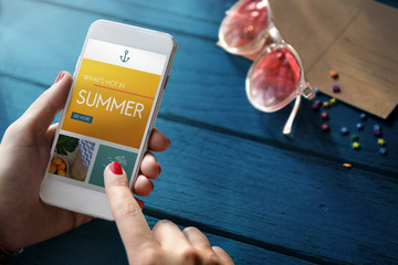 Canvas Print - Mobile Internet Surfing Summer Website Concept