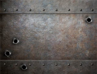 Wall Mural - old metal background with bullet holes
