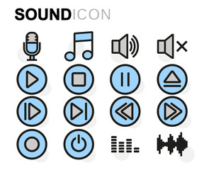 Wall Mural - vector flat line sound icons set
