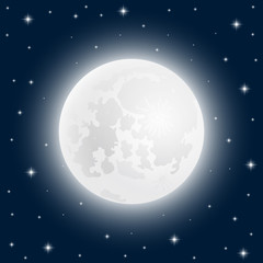 moon close up at the sky with shining stars