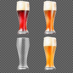 Poster - beer glasses with light lager and dark