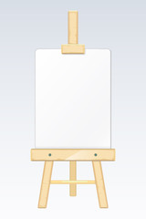 Sticker - Easel, painting desk, drawing board with blank white canvas vector illustration