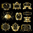 Golden Labels Set - Isolated On Black Background - Vector Illustration, Graphic Design. For Web,Websites,Print,Presentation Templates,Mobile Applications And Promotional Materials