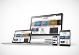 Fototapeta  - Digital devices with responsive news website Vector