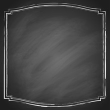Retro Grunge Frame On Chalkboard Background. Vector Illustration