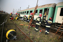 Firemen In Action, Firefighters Exercises Train Accident, Chemical Contamination
