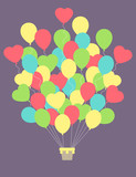 Fototapeta  - Vintage hot air balloon.Celebration festive background with balloons