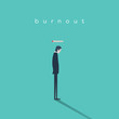 Burnout syndrome concept with a businessman without energy at work. Business vector abstract.