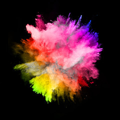Poster - Explosion of colored powder on black background