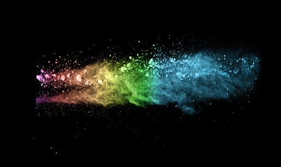 Poster - Explosion of colored powder on black background