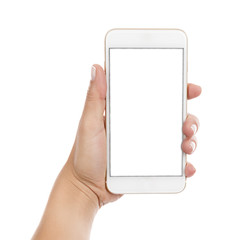 Wall Mural - cellular phone on hand isolated