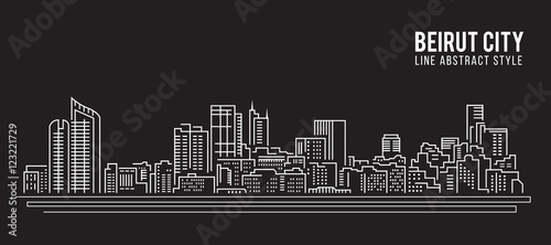 Fotografía Cityscape Building Line art Vector Illustration design - Beirut city