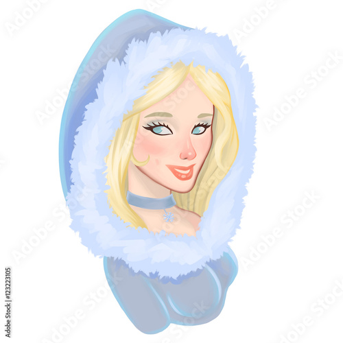 Girl Snow Maiden Santa Claus Granddaughter Maiden Pin Up Girl In