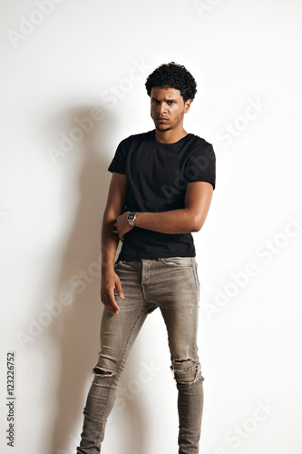 Full Body Shot Of An Upset Looking Frowning Attractive Black Young