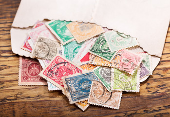 Wall Mural - Old postage stamps