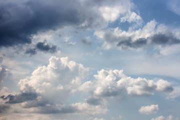 blue sky with cloud and motion raincloud .