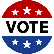 Vote On Election Day Red, White And Blue With Stars Circular Poster Or Pin-back Button