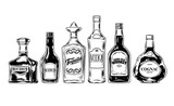 Fototapeta  - Vector set of bottles for alcohol