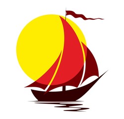 Sticker - Sailboat in the sea. 