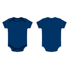 navy blue baby bodysuit romper vector isolated front and back