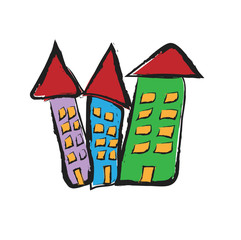 Wall Mural - doodle city buildings