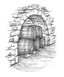 Vector illustration of wine cellar.