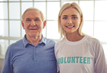 Wall Mural - Volunteer and old people