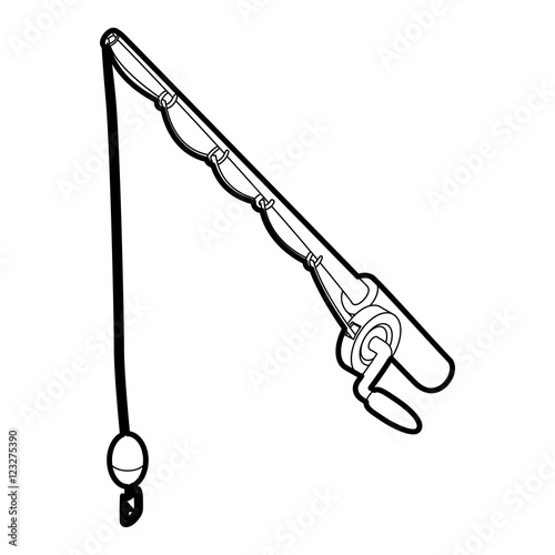 Fishing rod icon. Outline illustration of fishing rod vector icon for