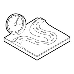 Poster - Road and clock icon. Outline illustration of road and clock vector icon for web