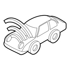 Poster - Car with wifi sign icon. Outline illustration of car with wifi sign vector icon for web