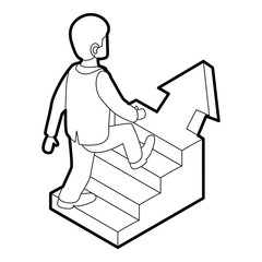 Poster - businessman running up career ladder icon. outline illustration of businessman and career ladder vec