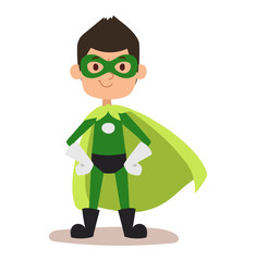 Wall Mural - Superhero kid boy cartoon vector illustrationt