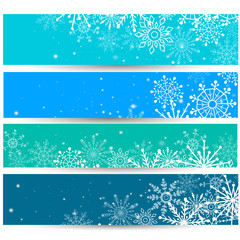 Set of Web banners with snowflakes. Vector illustration