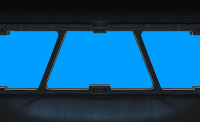 Wall Mural - Futuristic space station window 3D rendering