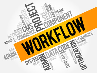 Poster - workflow word cloud collage, business technology concept